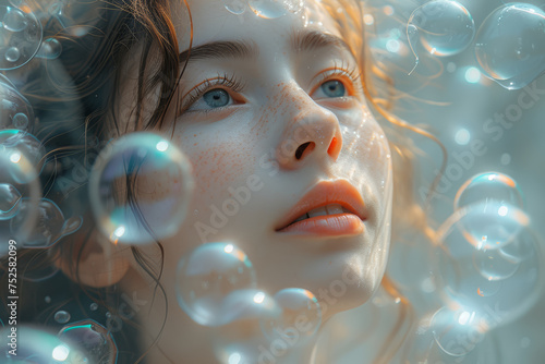 A person surrounded by a bubble of positive emotions, emphasizing the importance of nurturing emotional well-being. Generative Ai.