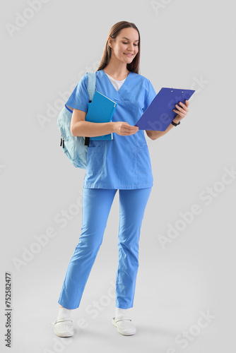 Female medical intern with ...