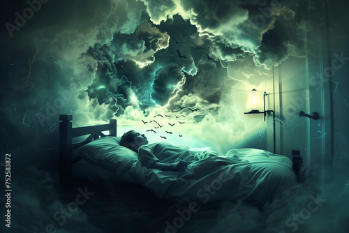 Sleep paralysis concept surreal design