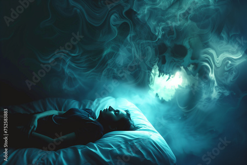 Sleep paralysis concept surreal design