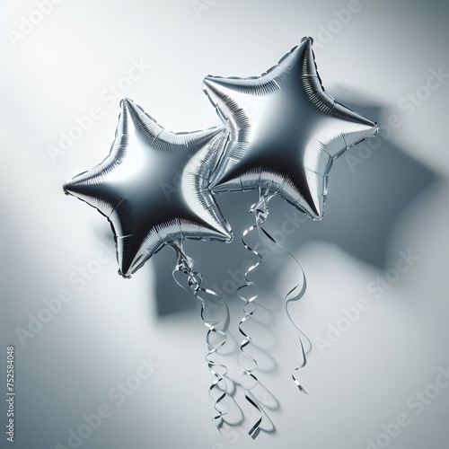 silver star ballon on white 