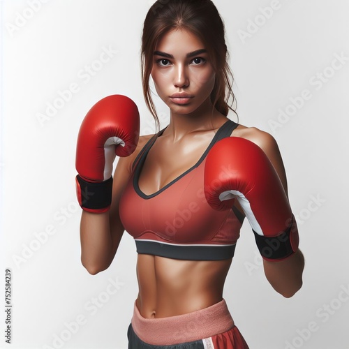 portrait of a young boxer  with gloves
