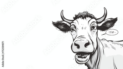 Cartoon cow with speech bubble freehand draw cartoon © iclute3
