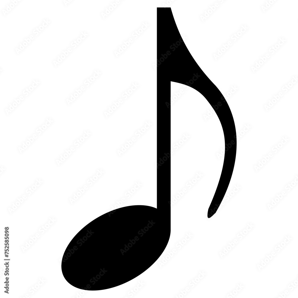 Transparent monochrome PNG of a quaver note as used in sheet music to represent the notes in a song Transparent monochrome PNG of a quaver note as used in sheet music to represent the notes in a song