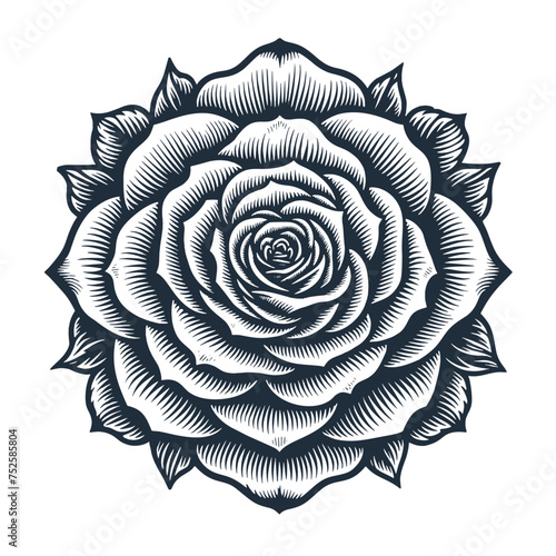 Rose. Vintage woodcut engraving style vector illustration.