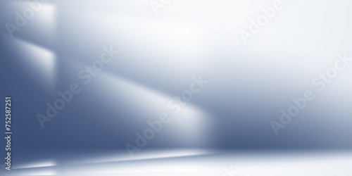 Minimal abstract light blue background for product presentation. Shadow and light from windows on pastel wall 