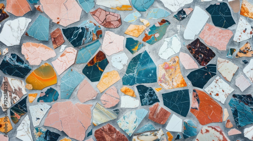 Aesthetic terrazzo floor surface marble texture background. Natural stones, granite, grain dots banner Aesthetic terrazzo floor surface marble texture background. Natural stones, granite, grain dots banner