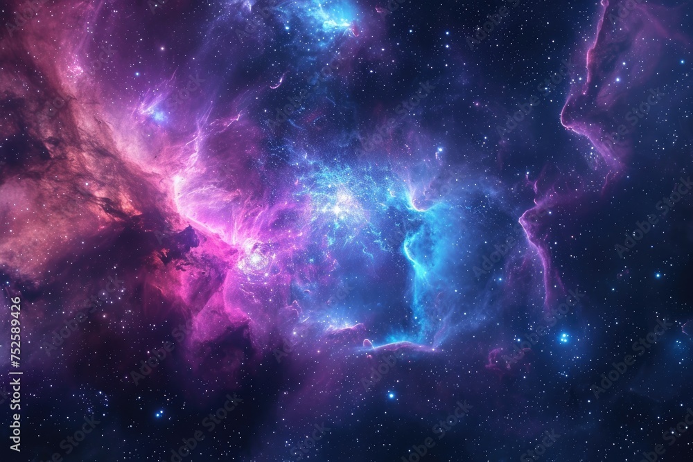 Fototapeta premium Celestial kaleidoscope paints colorful galaxy tapestry