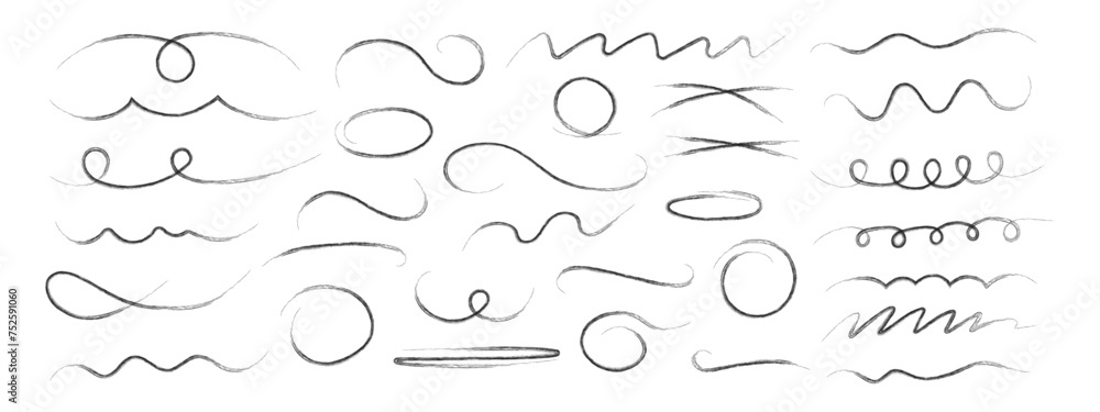 Hand drawn wavy, crossed out lines, circles and ovals. Decorative vector graphic elements. Black brush and pencil strokes. Scribbles with brush strokes. Hand drawn wavy, crossed out lines, circles and ovals. Decorative vector graphic elements. Black brush and pencil strokes. Scribbles with brush strokes.