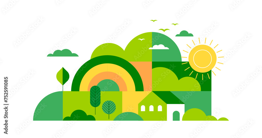 Fototapeta premium Environment, ecology, Earth day concept design. Banner, poster, abstract background in modern geometric style