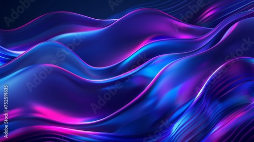 Flowing blue abstract design evoking calmness in digital art. Smooth waves and gradients in blue digital wallpaper. Serene blue curves and lines in abstract digital composition.