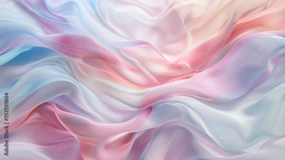 Obraz premium Silky abstract texture in pastel tones for luxury design background. Dreamy pastel waves for creative and artistic concepts. Elegant digital waves in soothing colors for modern aesthetics.