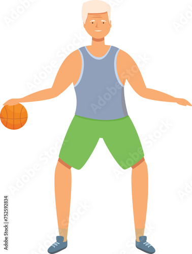 Senior man play basketball icon cartoon vector. Sport gym. Fitness person healthy