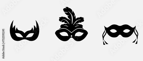 Set of isolated carnival masks, black and white