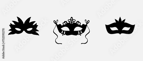 Set of isolated carnival masks, black and white