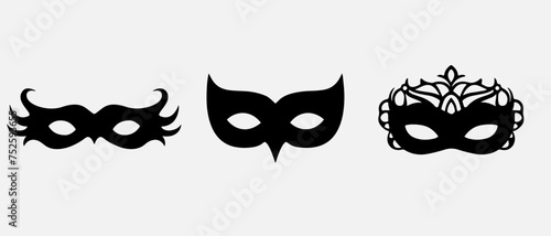 Set of isolated carnival masks, black and white