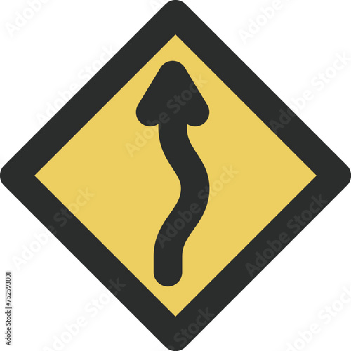 ミニ標識のカラー単品イラスト　左つづら折りあり