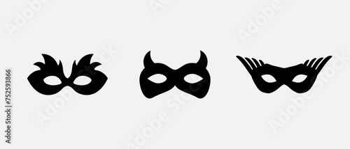 Set of isolated carnival masks, black and white