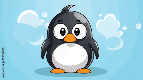 Cartoon penguin with thought bubble freehand draw  © iclute3