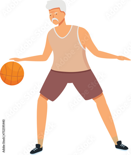 Motion basketball player icon cartoon vector. Senior person. Citizens active