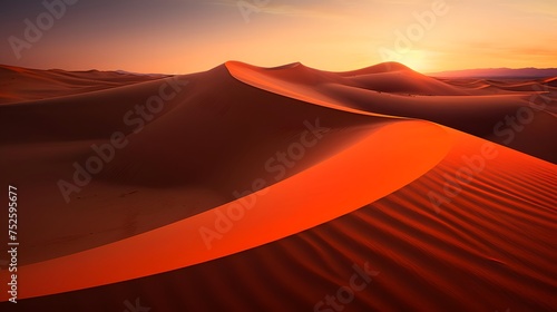 Sand dunes in the desert at sunset. 3d render illustration