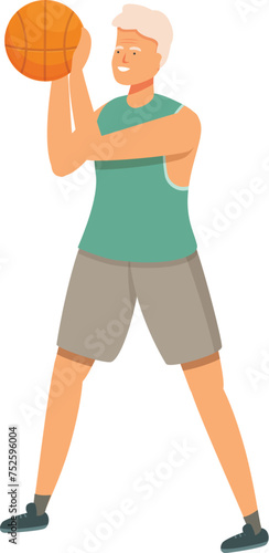 Care person gym icon cartoon vector. Basketball play. Fitness active person