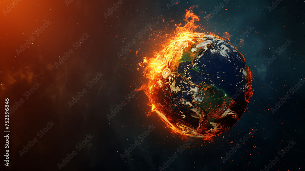 Obraz premium Burning Planet Earth represents climate change