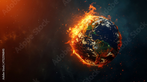 Burning Planet Earth represents climate change