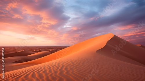 Panoramic view of sand dunes in the Sahara desert  Morocco