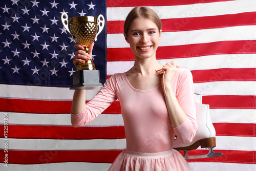 Female figure skater with g...