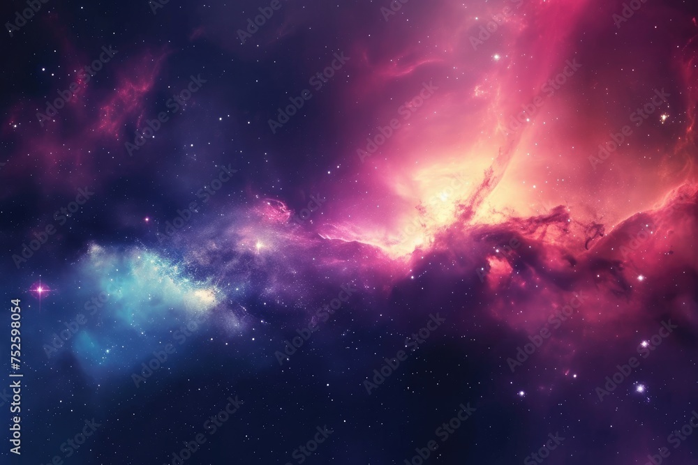 Celestial wonders dazzle in vibrant galactic panorama - obrazy, fototapety, plakaty 
