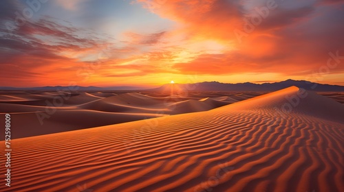 Sunset over sand dunes in Death Valley National Park, California