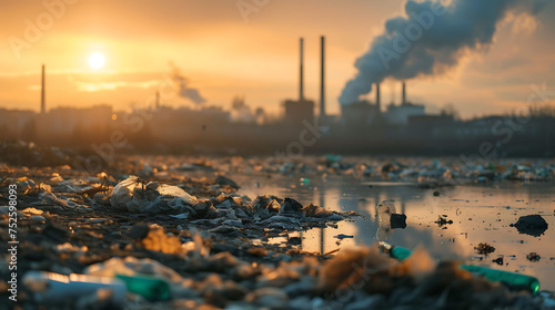 Global Warming and human waste ,Pollution Concept - Sustainability