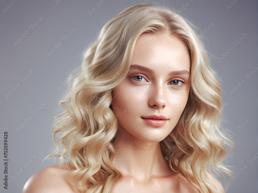 Radiant Beauty: Gorgeous Blonde Woman with Natural Makeup. generative AI Radiant Beauty: Gorgeous Blonde Woman with Natural Makeup. generative AI