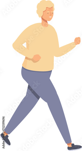 Sport slow running icon cartoon vector. Senior woman run. Nature outdoor