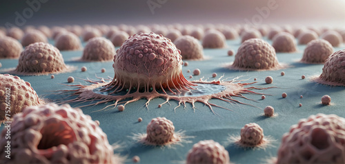 Illustration of a migrating and spreading cancer cell - ai generated photo