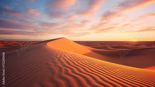 Sand dunes in the Sahara desert at sunset, Morocco, Africa