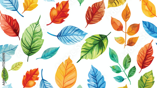 Colorful leaves seamless pattern. Art in hand color