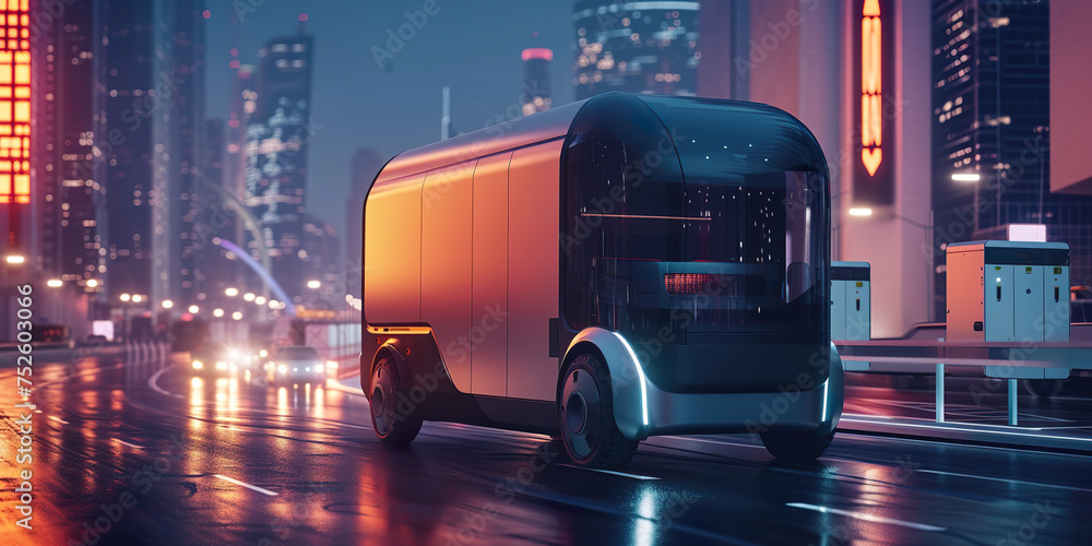 futuristic electric delivery minivan truck