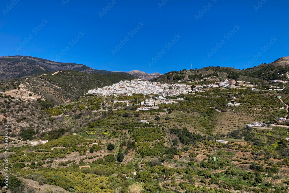 Panoramic view of white villages in Andalusia, Spain 