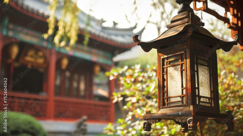 Fototapeta premium Beautiful vintage lanterns in street to celebrate Chinese lunar new year.