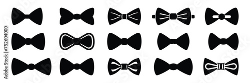 Bow tie silhouettes set, large pack of vector silhouette design, isolated white background