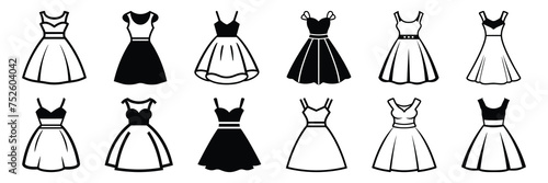 Woman dress fashion silhouettes set  large pack of vector silhouette design  isolated white background
