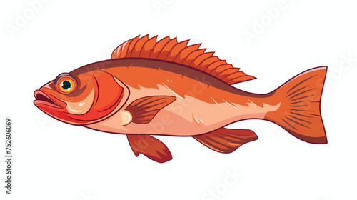 Flat color illustration of fish freehand draw cartoon