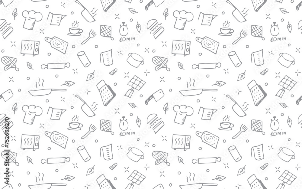 seamless pattern. doodle pattern. a pattern for textiles. textile. package. package. print. background. colored background. beautiful pattern style. kitchen. kitchen utensils. apron.