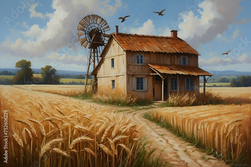 old windmill in the field