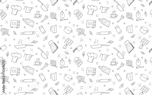 seamless pattern. doodle pattern. a pattern for textiles. textile. package. package. print. background. colored background. beautiful pattern style. kitchen. kitchen utensils. apron.