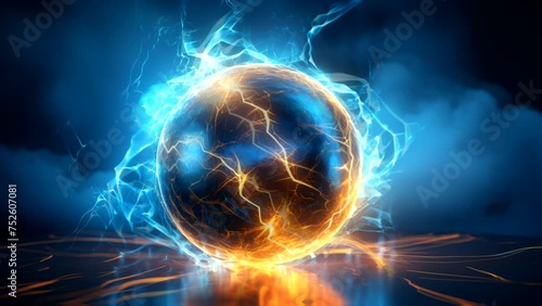 Background technologi abstract sphere fractal energy motion loop animated  photo