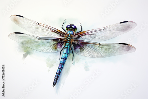 Dragonfly clip art. Watercolor animal illustration.