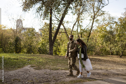 A Ukrainian soldier and his beloved woman